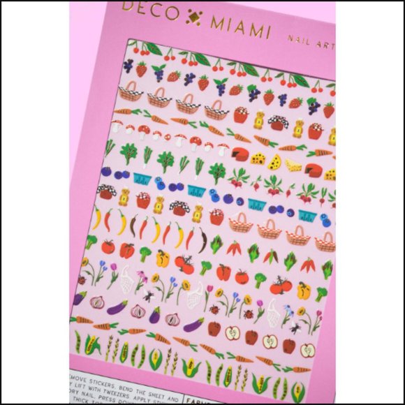 🔥3/$30 NIP Deco Miami Beauty Farmer’s Market Nail Art Stickers Full Size Sheet - Picture 1 of 6